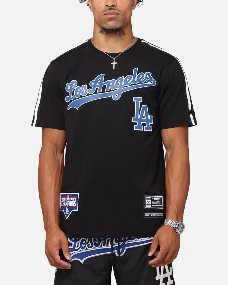 Pro Standard Los Angeles Dodgers Classic Mesh Striped T-Shirt Black 1