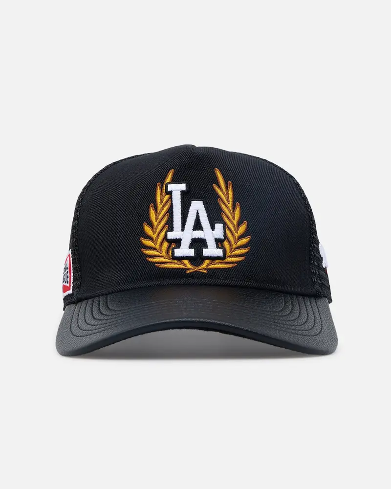 Pro Standard Los Angeles Dodgers Fast Lane Logo Wool Trucker Strapback Black 1