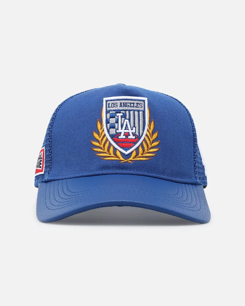 Pro Standard Los Angeles Dodgers Fast Lane Logo Wool Trucker Strapback Blue 1
