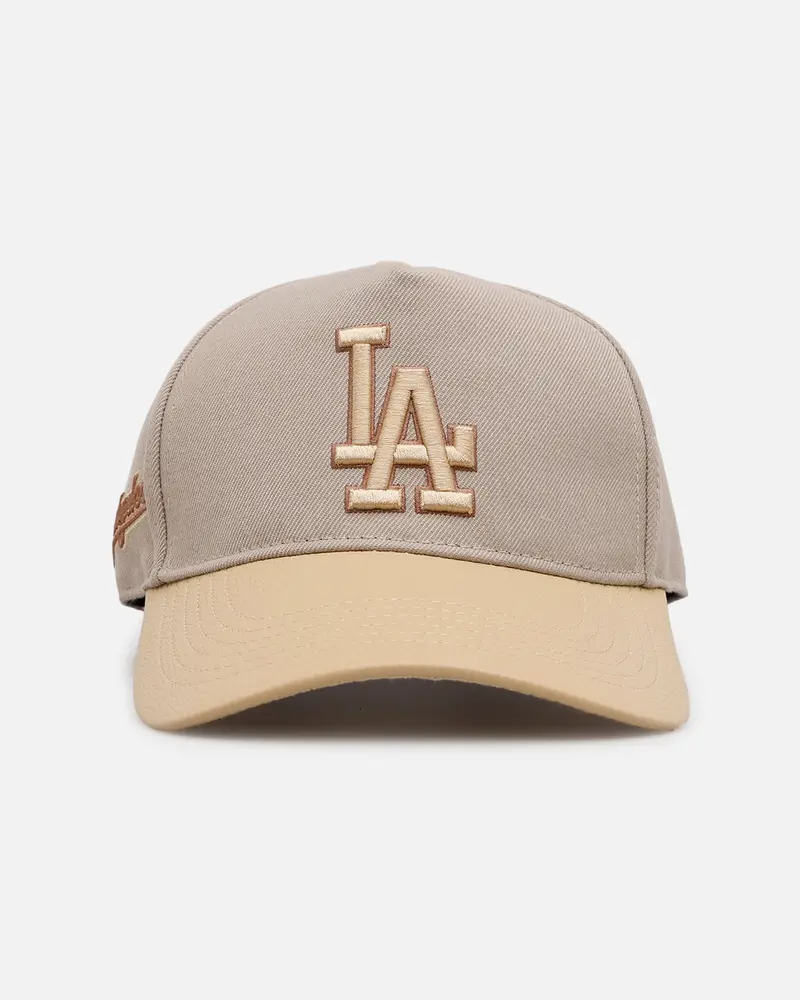 Pro Standard Los Angeles Dodgers 'Gramercy' Pinch Front Strapback Taupe 1