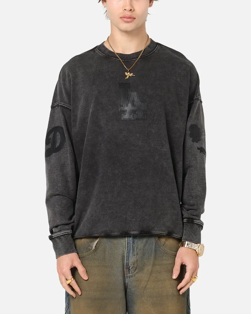 Pro Standard Los Angeles Dodgers 'Wash Vanguard' Fleece Crewneck Washed Black 1