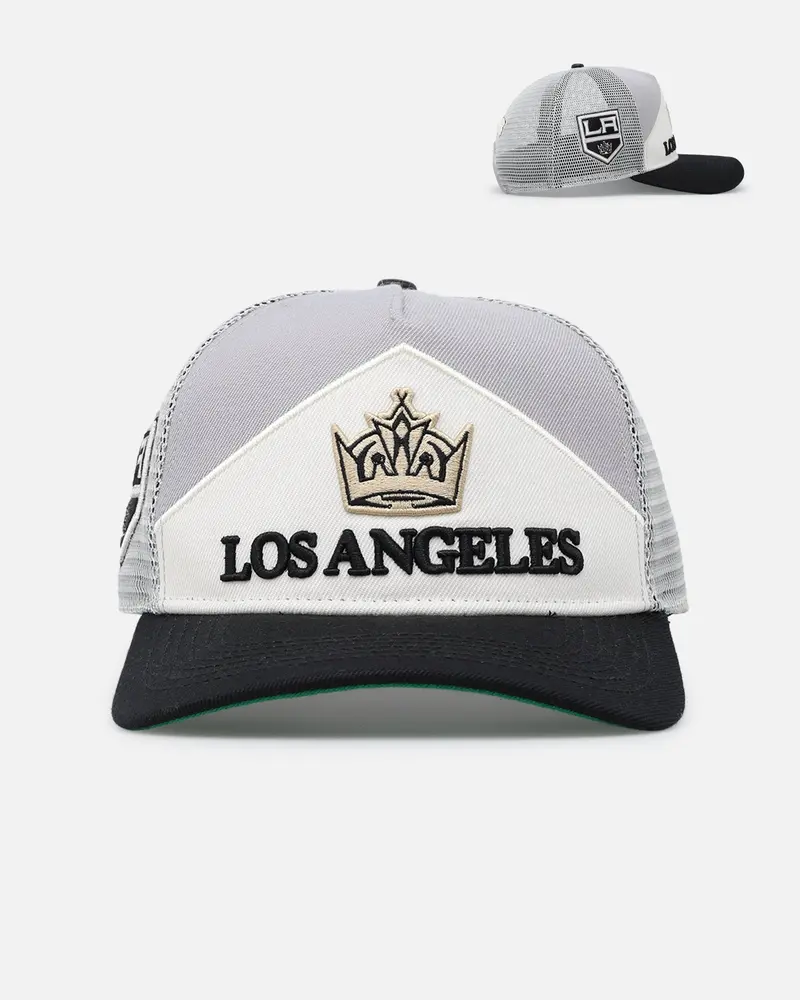 Pro Standard Los Angeles Kings Chevron Pinch Front Trucker Snapback Gray 1