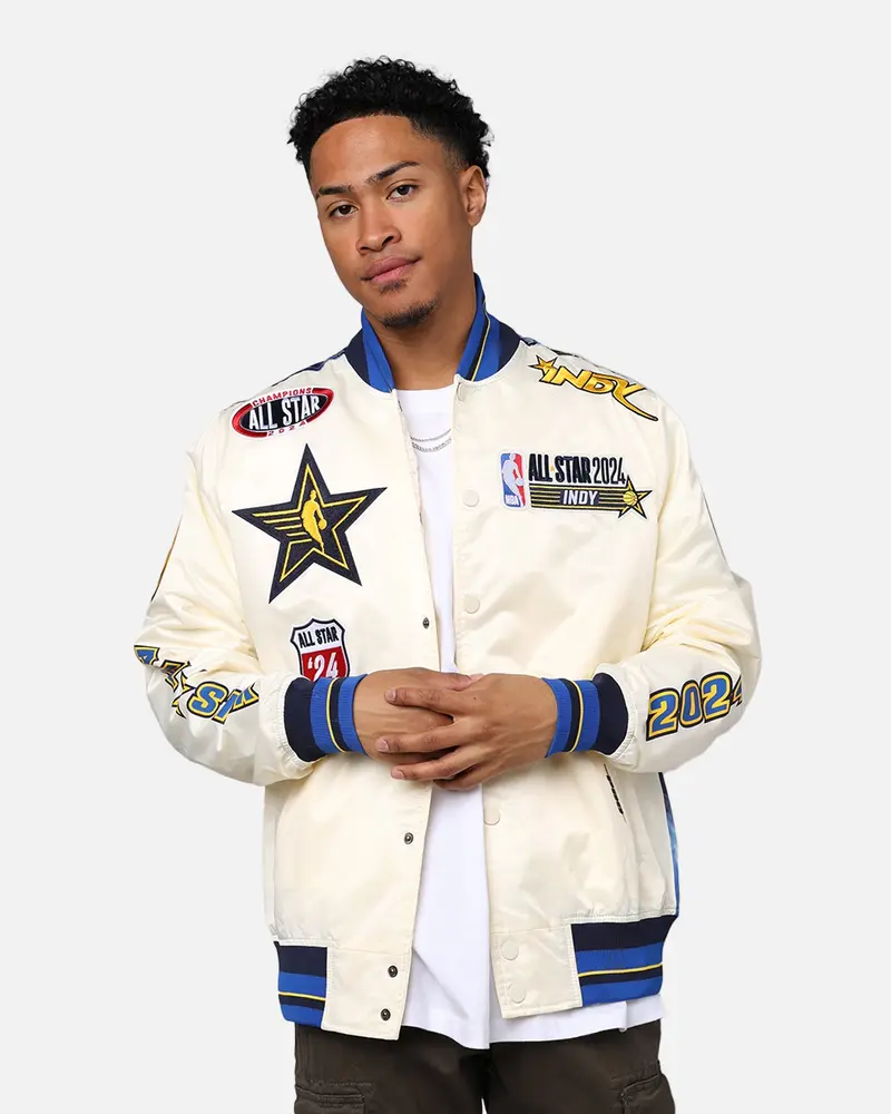 Pro Standard Nba All Star Game 2024 Satin Jacket Eggshell/Midnight Navy 1