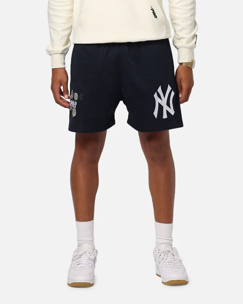Pro Standard New York Yankees Roses Mesh Shorts Navy 1