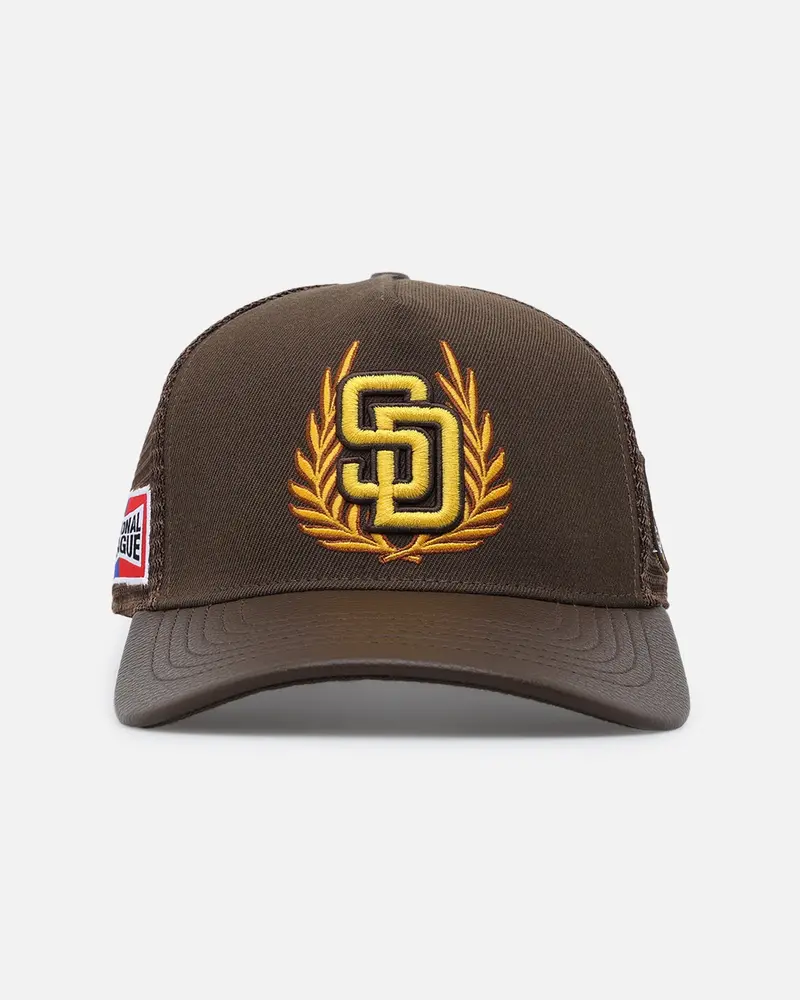 Pro Standard San Diego Padres Fast Lane Logo Wool Trucker Strapback Brown 1