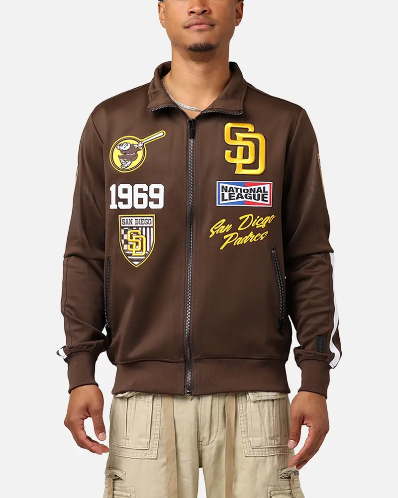 Pro Standard San Diego Padres Fast Lane Track Jacket Brown 1