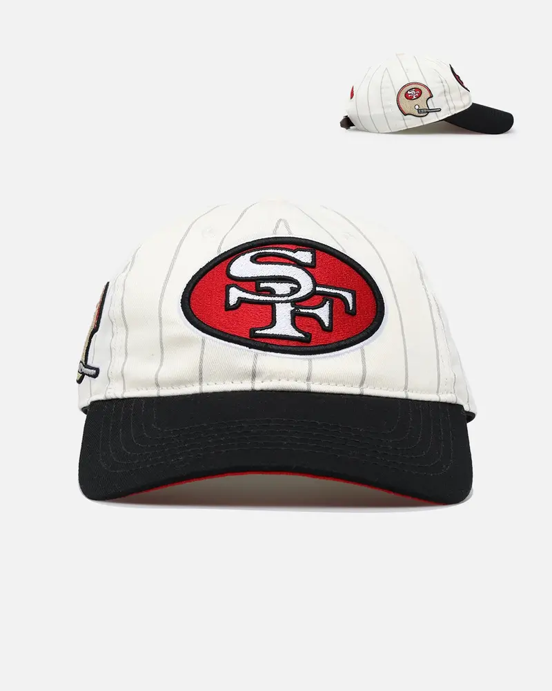 Pro Standard San Francisco 49Ers Pinstripe Classic Dad Hat Strapback Eggshell/Yellow 1