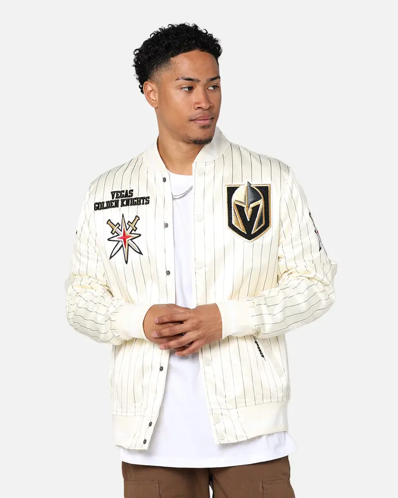 Pro Standard Vegas Golden Knights Pinstripe Jacket Eggshell/Yellow 1
