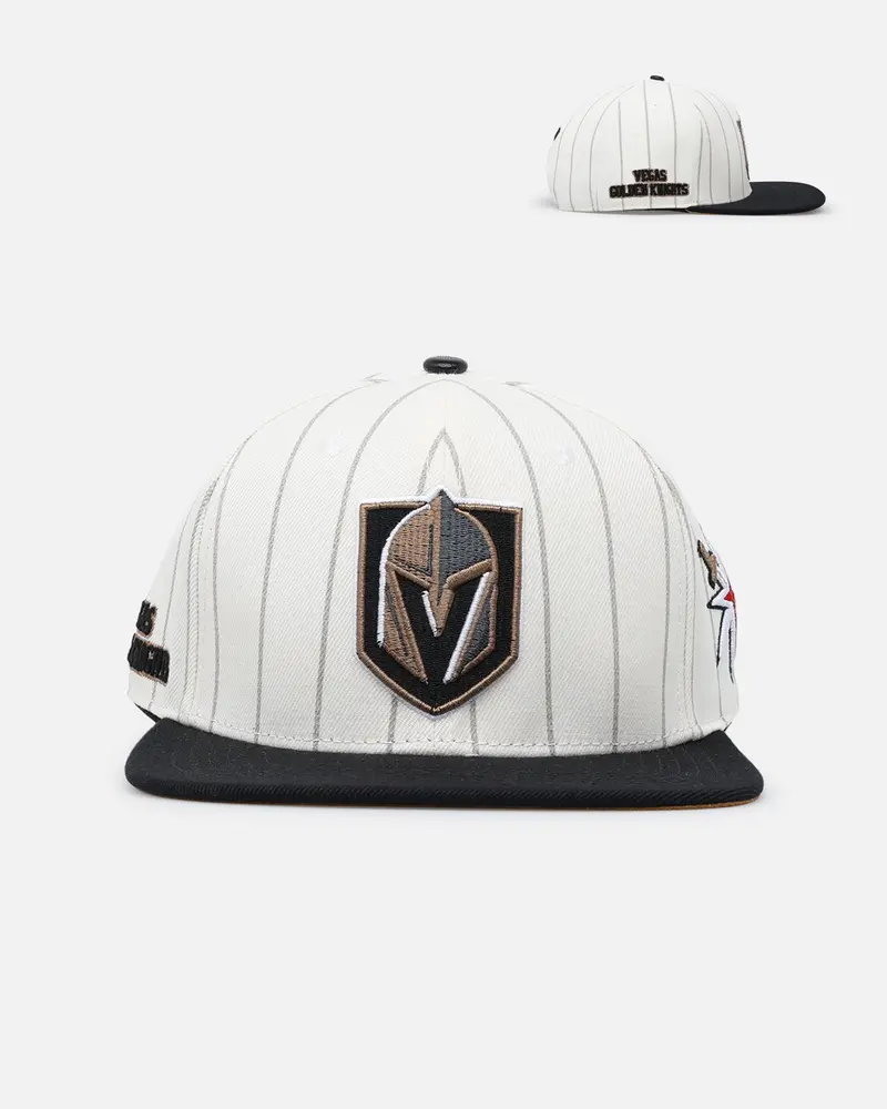 Pro Standard Vegas Golden Knights Pinstripe Wool Snapback Eggshell/Yellow 1