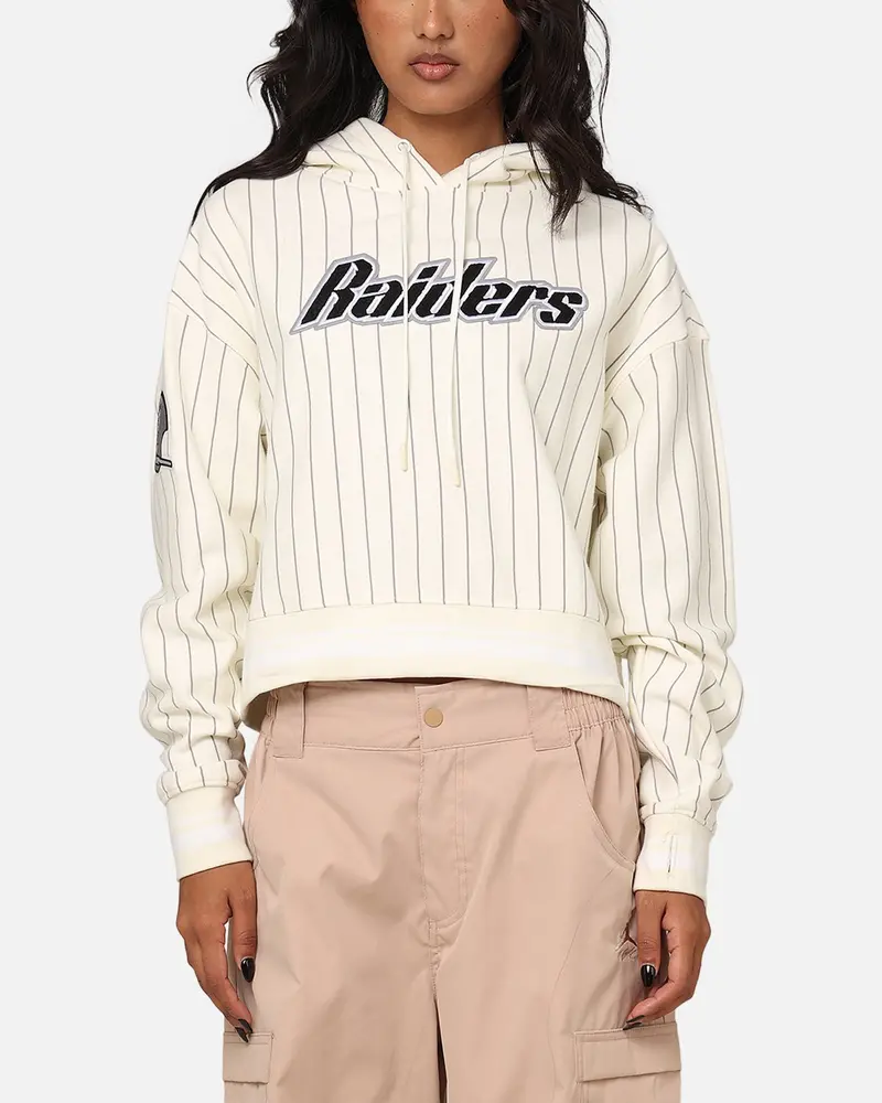 Pro Standard Women's Las Vegas Raiders Fleece Cropped Pullover Hoodie Eggshell/Grey 1