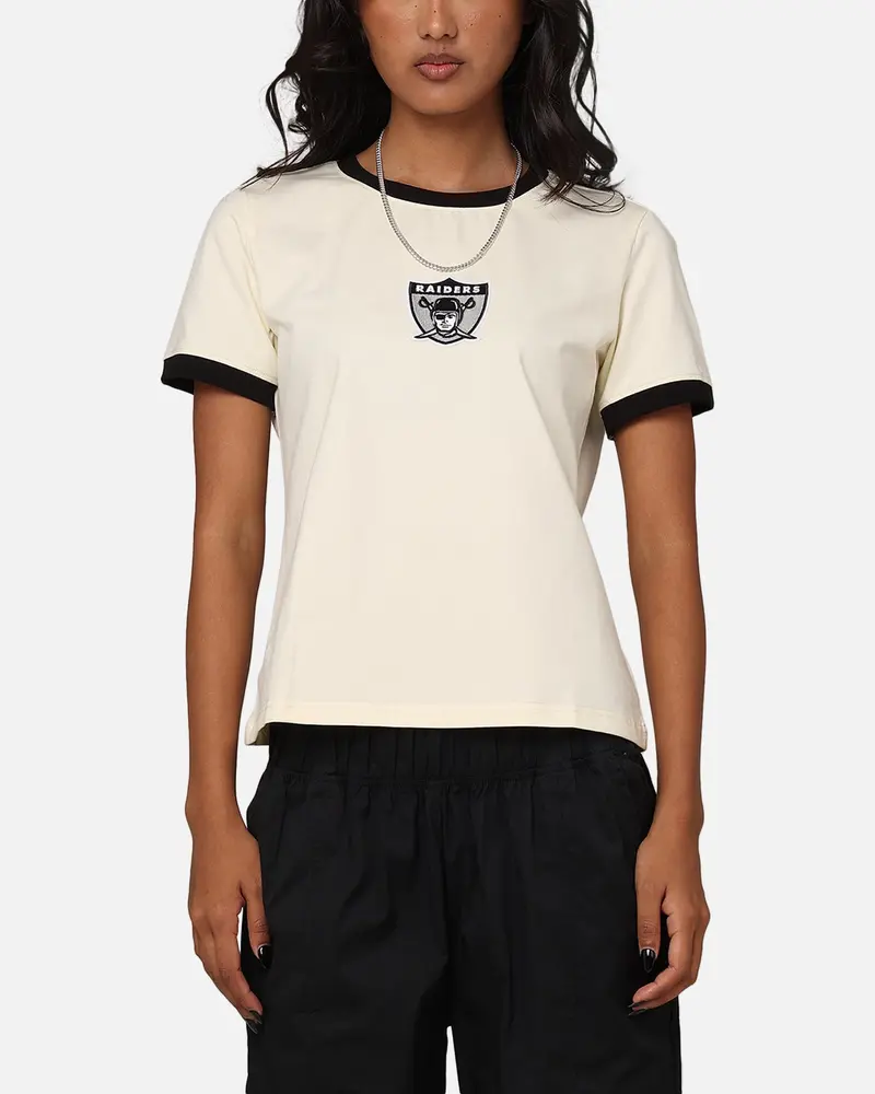 Pro Standard Women's Las Vegas Raiders Sj Ringer T-Shirt Eggshell/Black 1
