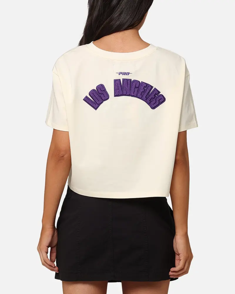 Pro Standard Women's Los Angeles Lakers Triple Tonal Cropped Boxy T-Shirt Eggshell 1