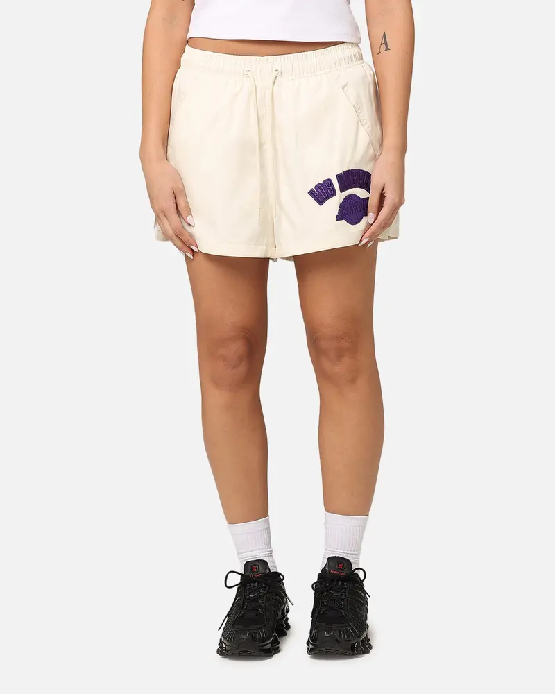 Pro Standard Women's Los Angeles Lakers Triple Tonal Woven Shorts Eggshell 1