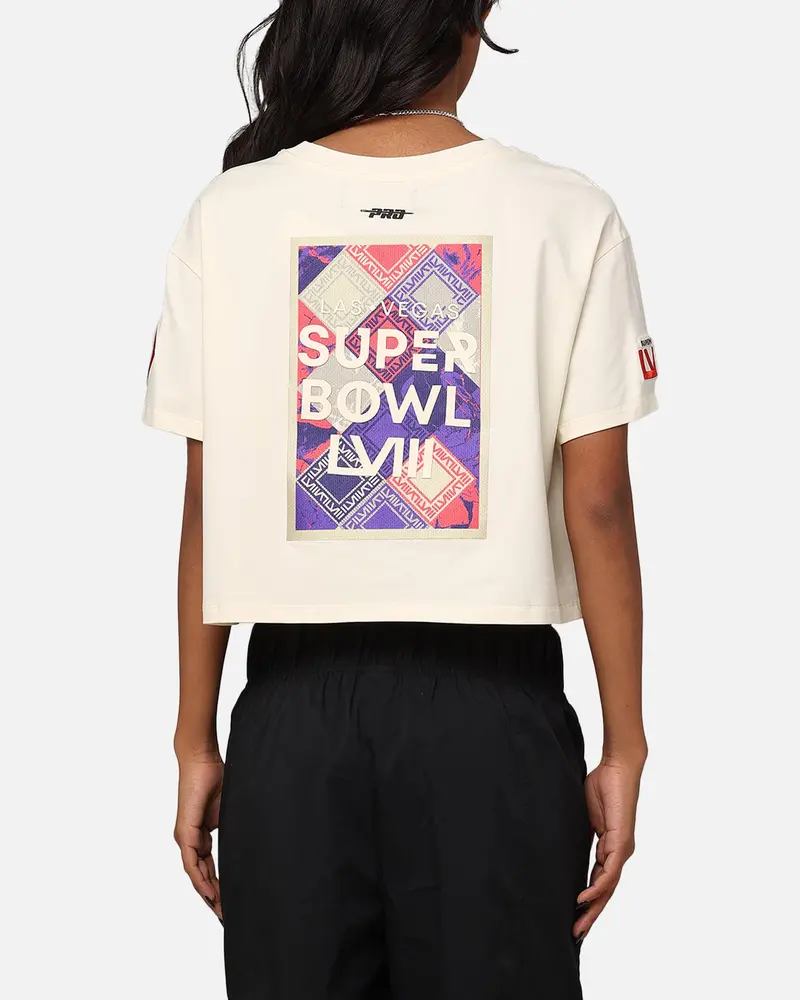 Pro Standard Women's Nfl Las Vegas Super Bowl Lviii Croppec Boxy T-Shirt Eggshell 1