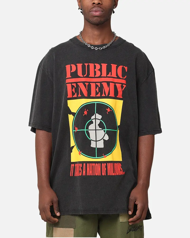 Public Enemy Hold Us Back T-Shirt Washed Black 1