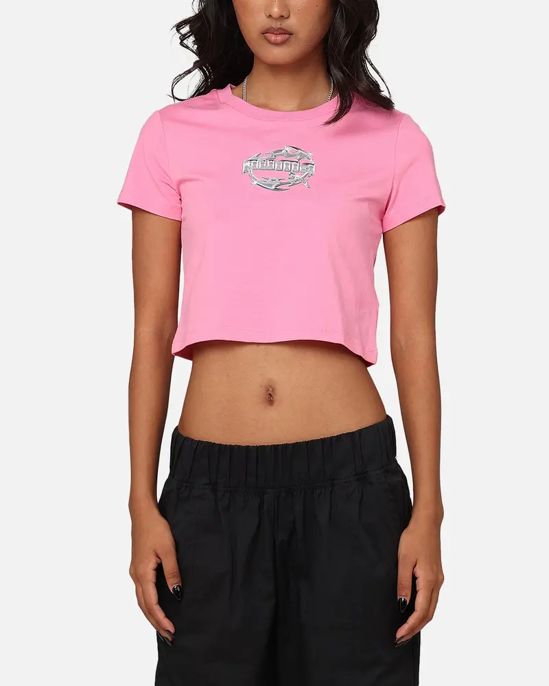 Puma Women's Graphics Hyper Girl Cropped T-Shirt Fast Pink 1