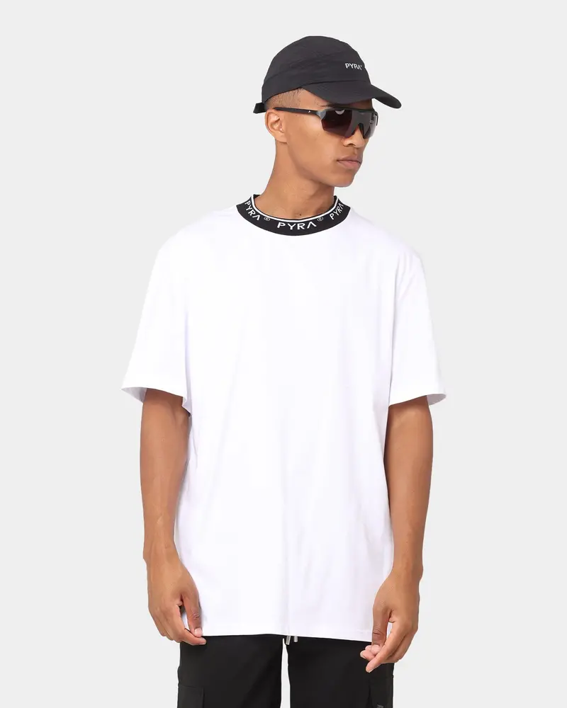 Pyra Jacquard Neck T-Shirt White/Black 1