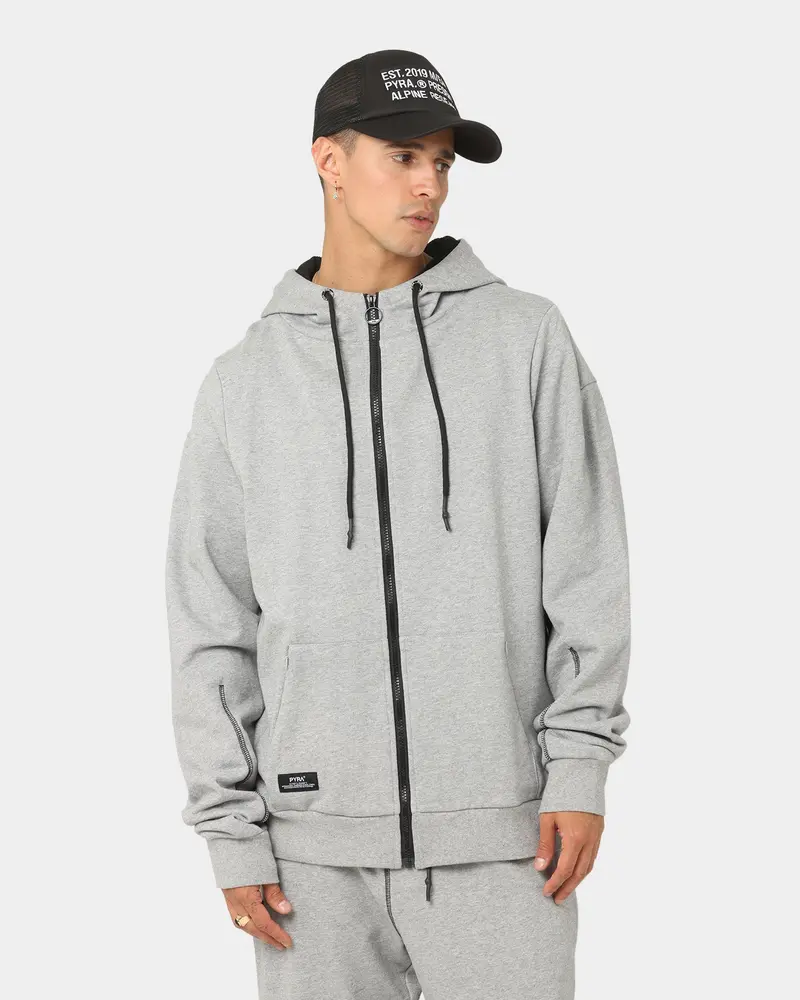 Pyra Zip Through Hoodie Grey Marle 1