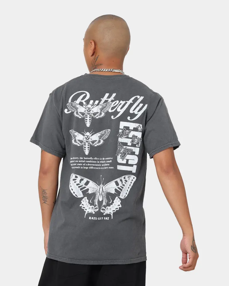 Rats Get Fat Butterfly Effect Vintage T-Shirt Off Black 1