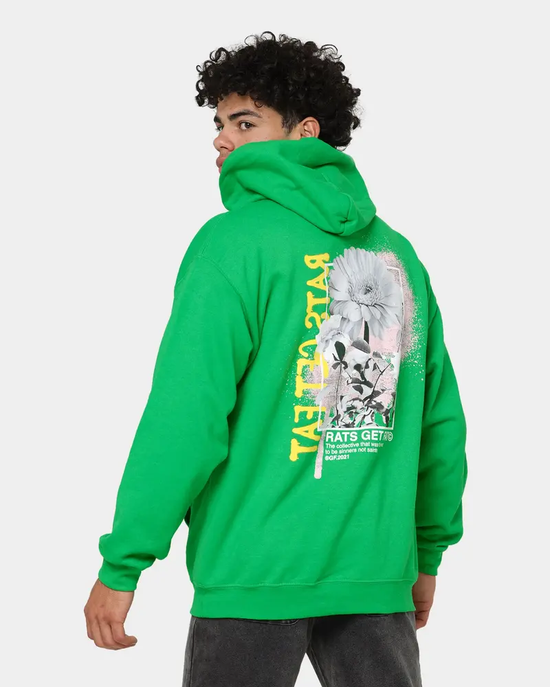 Rats Get Fat Paint Flower Hoodie Green 1