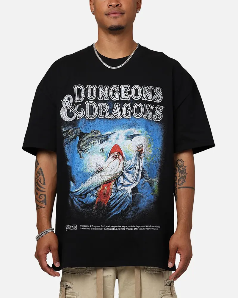 Rats Get Fat X Dungeons And Dragons Wizard Heavyweight Vintage T-Shirt Black 1