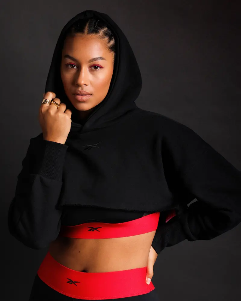 Reebok X Cardi B Women's Cropped Hoodie Black 1