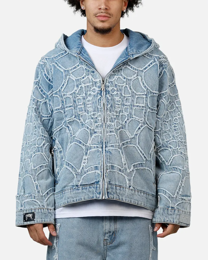Revenge Spider Web Denim Jacket Blue 1