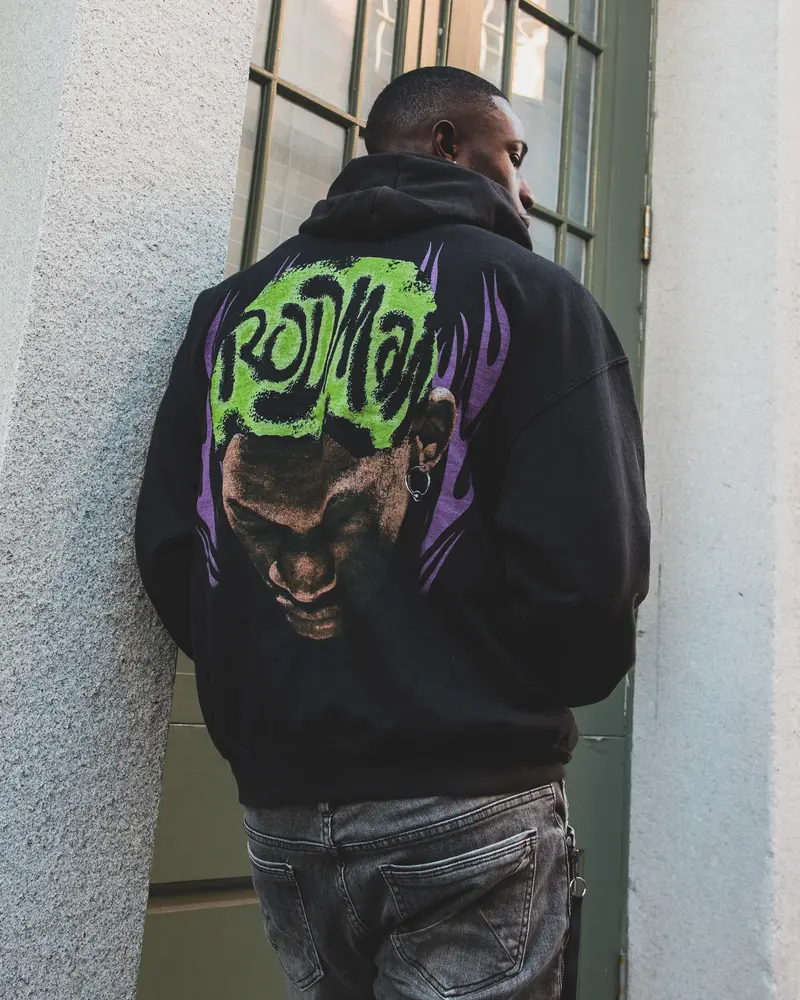 Rodman Brand Metal Logo Vintage Hoodie Black Wash 1