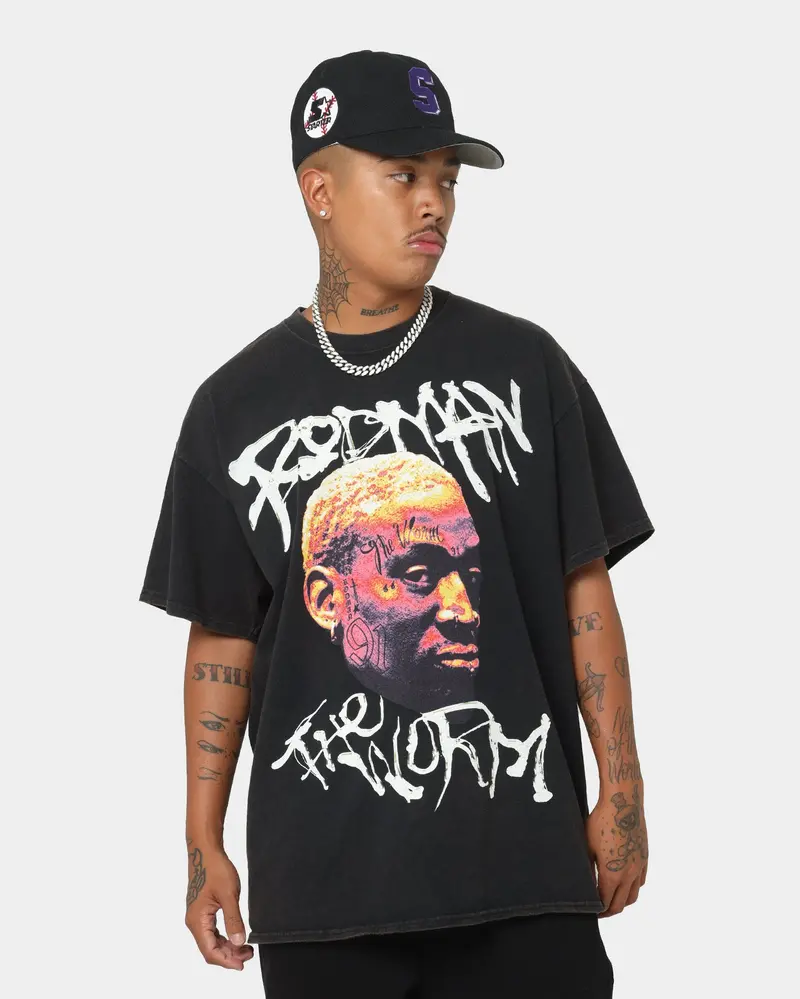 Rodman Brand The Worm Face Tats Vintage T-Shirt Black Wash 3
