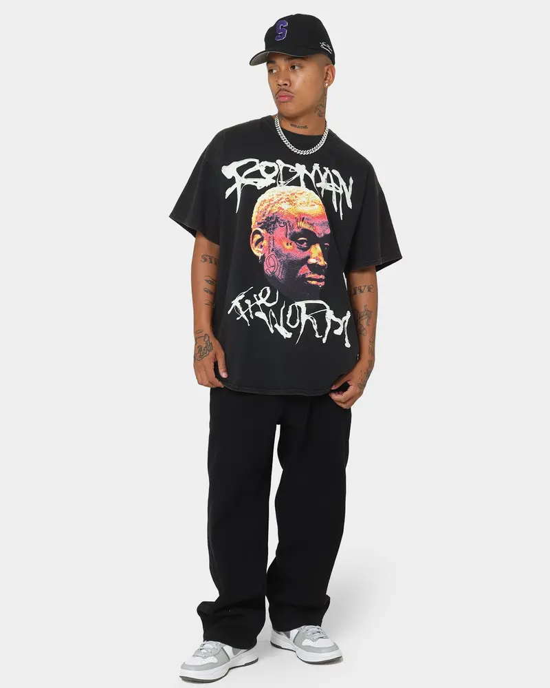 Rodman Brand The Worm Face Tats Vintage T-Shirt Black Wash 4