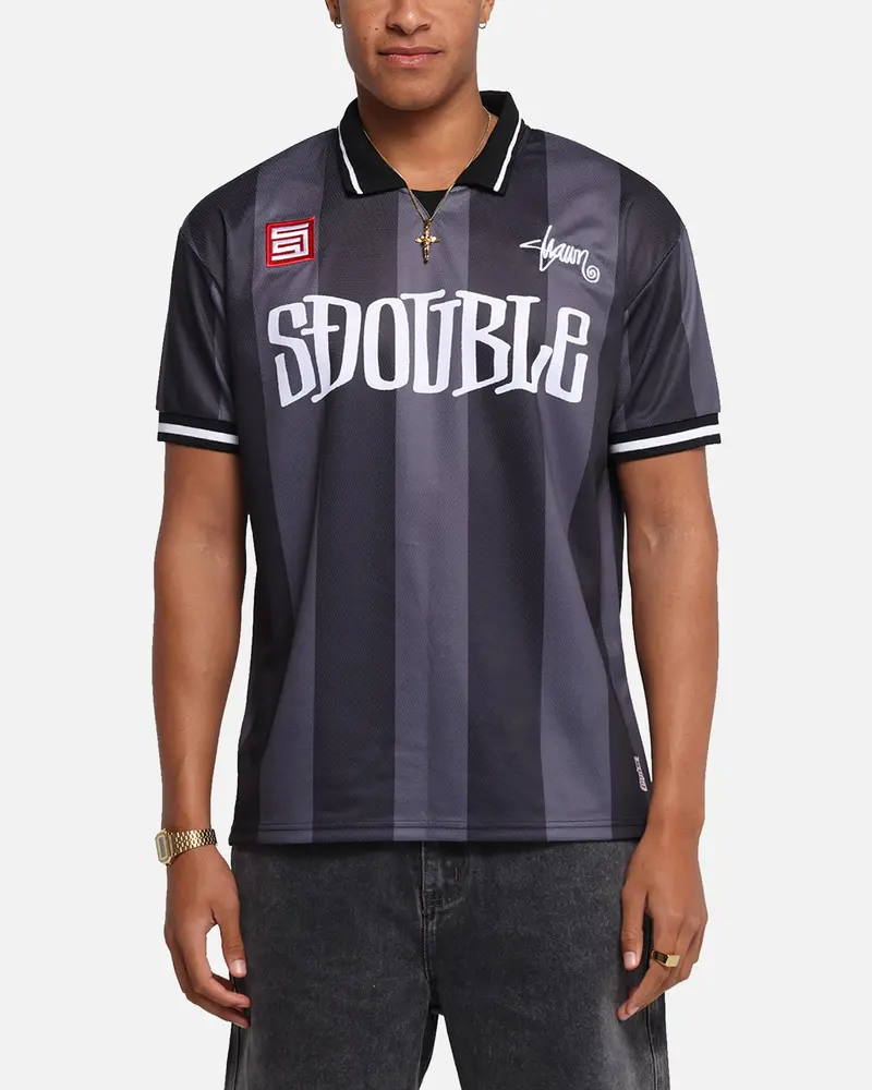 S Double Football Jersey Black Stripe 1