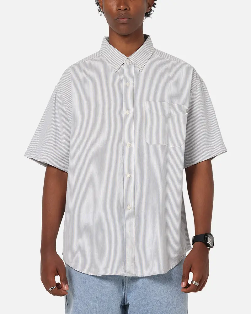 S Double Stripe Button Up Shirt Striped 1