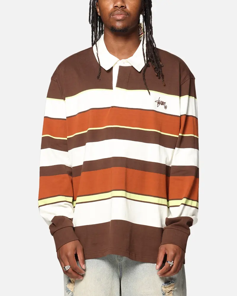 S Double Variagated Stripe Rugby Jersey Orange Spice 1