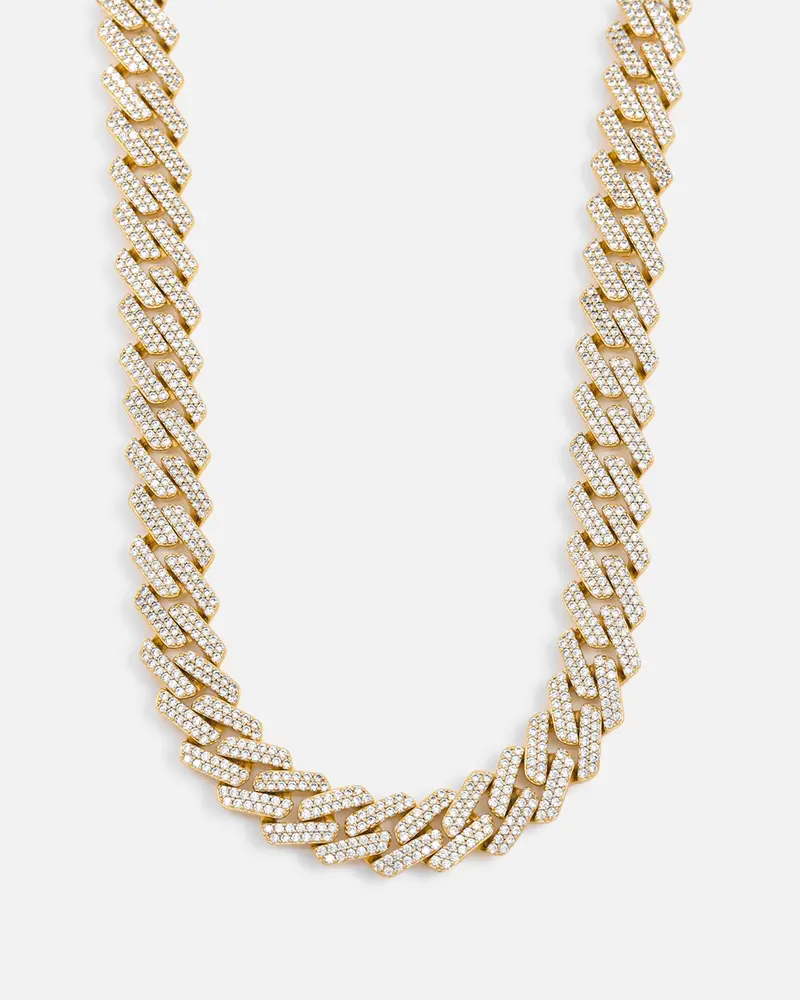 Saint Morta 18" 14Mm Iced Interlink Chain Iced Gold 1