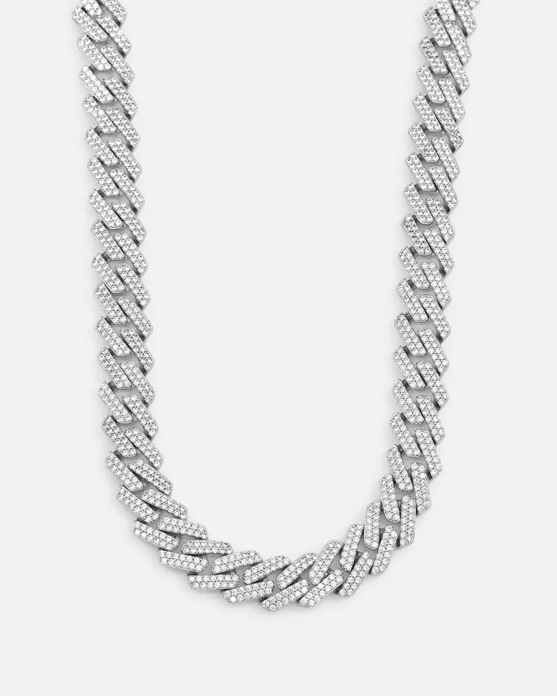 Saint Morta 18" 14Mm Iced Interlink Chain Iced White Gold 1