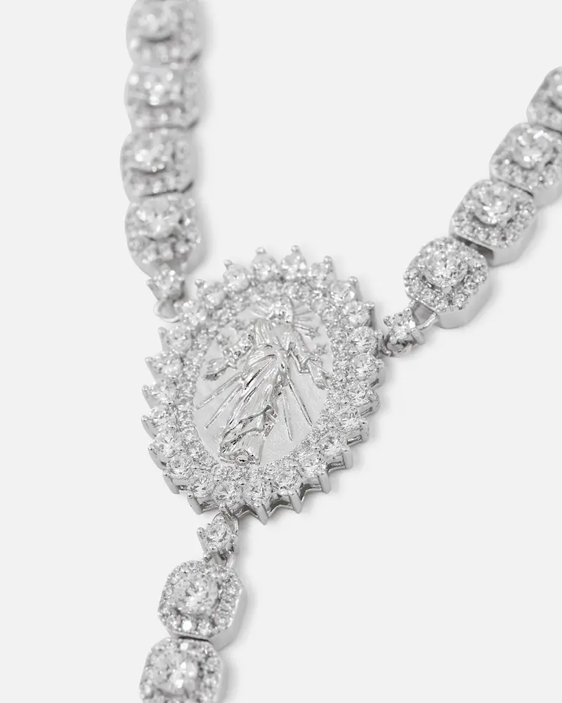 Saint Morta 6Mm Iced Tennis Cross Chain White Gold 3