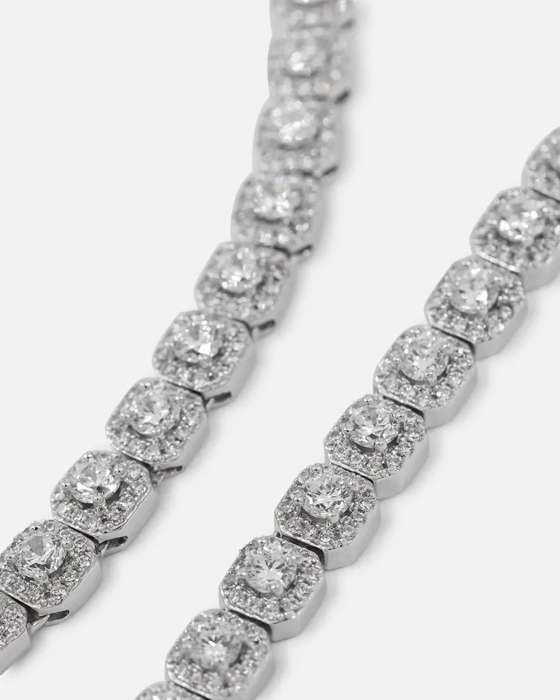 Saint Morta 6Mm Iced Tennis Cross Chain White Gold 4
