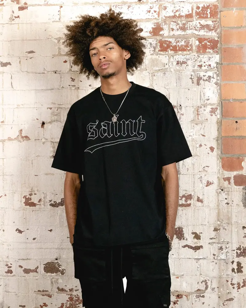 Saint Morta Allstar Embroidered Drop T-Shirt Black/White 1