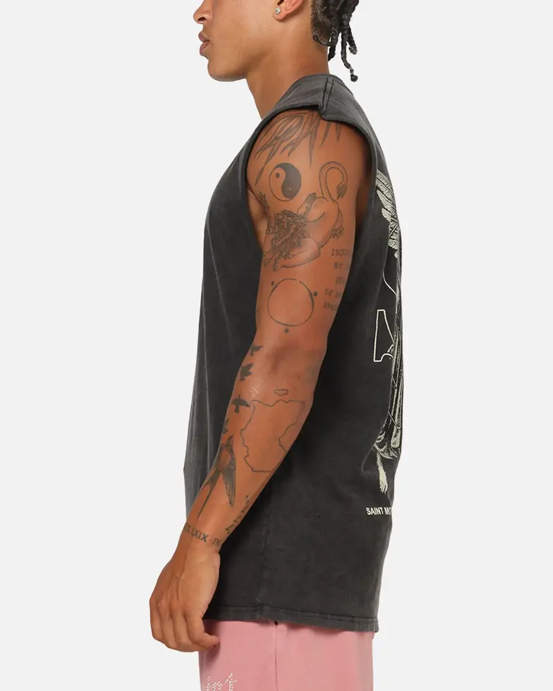 Saint Morta Archangel Oversized Muscle T-Shirt Vintage Black 6