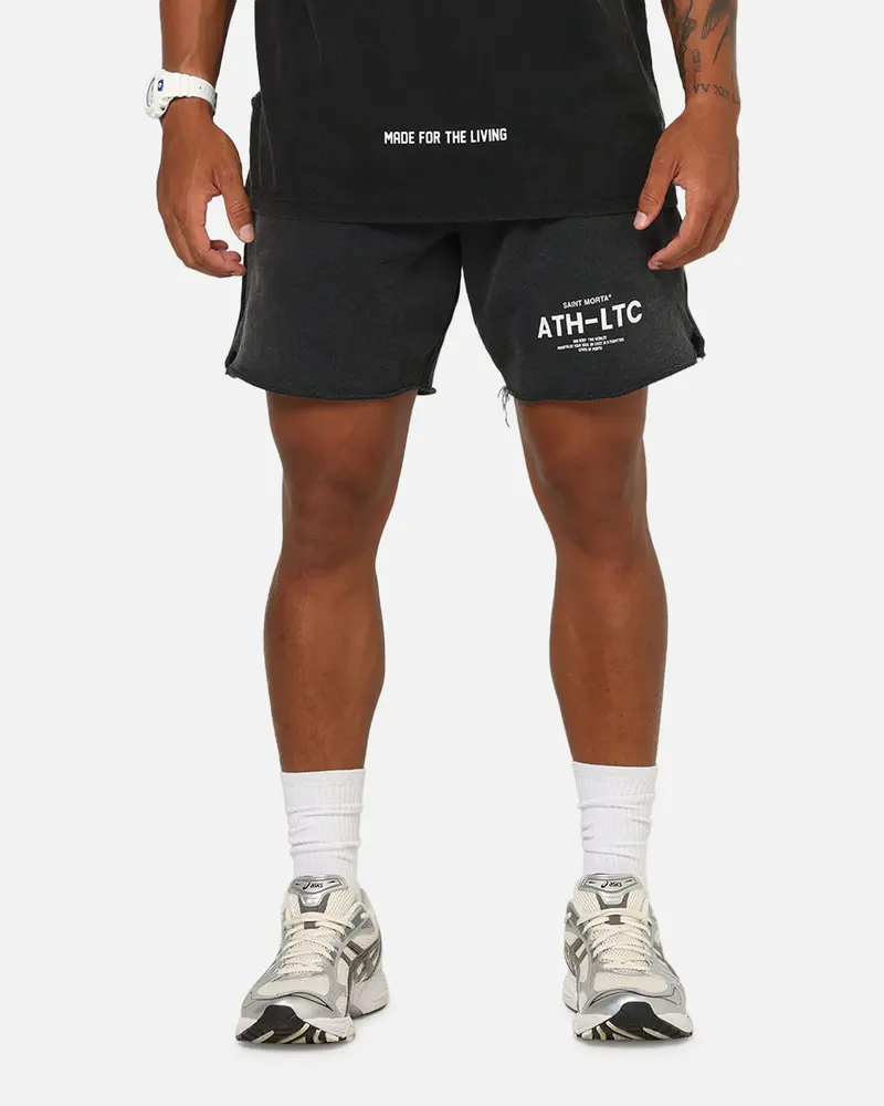 Saint Morta Athltc Sweat Shorts Washed Black 1