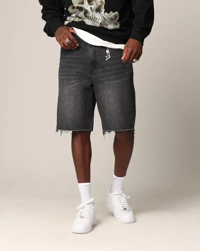 Saint Morta Baggy Denim Shorts Black Shadow 1