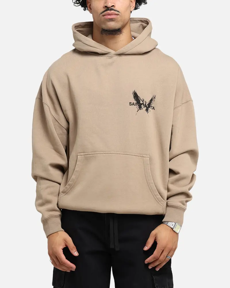 Saint Morta Black Doves Boxy Hoodie Tan 1