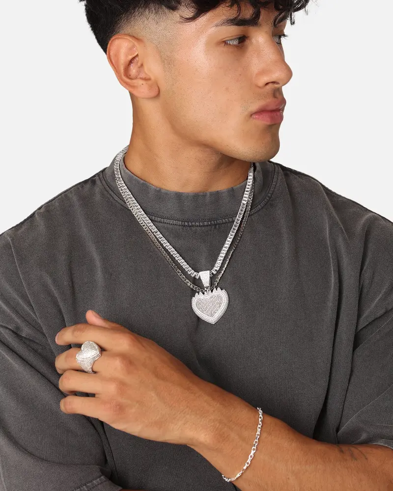 Saint Morta Burning Heart Pendant Iced White Gold 1