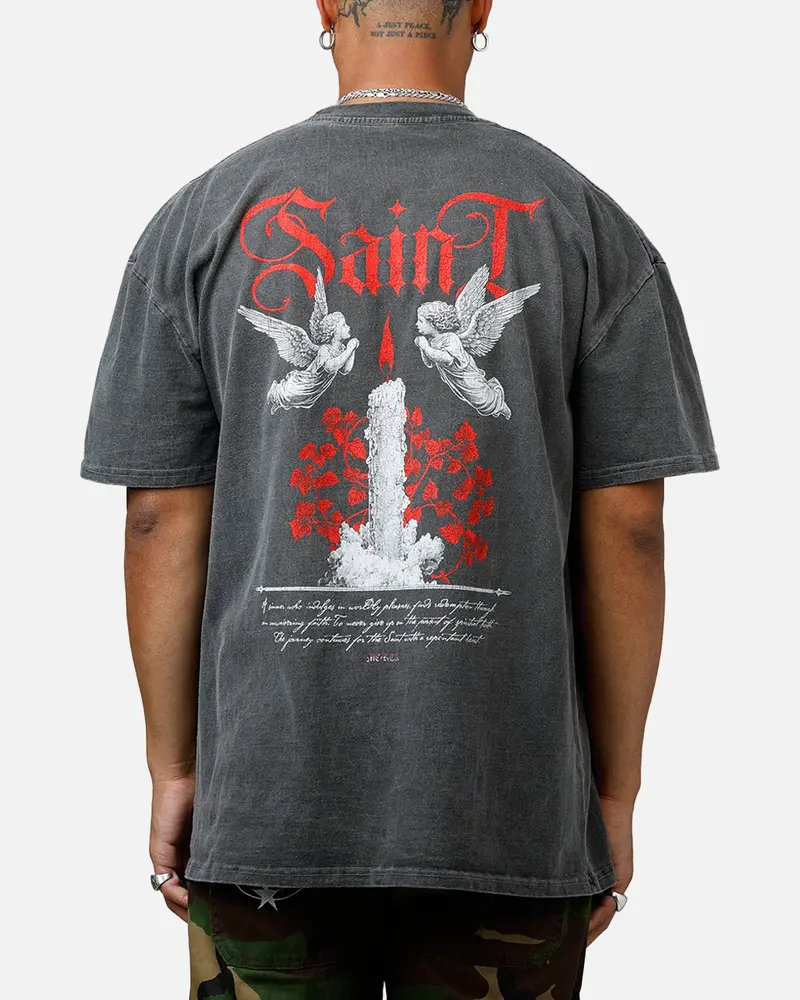 Saint Morta Candle Lit Boxy T-Shirt Black Wash 1