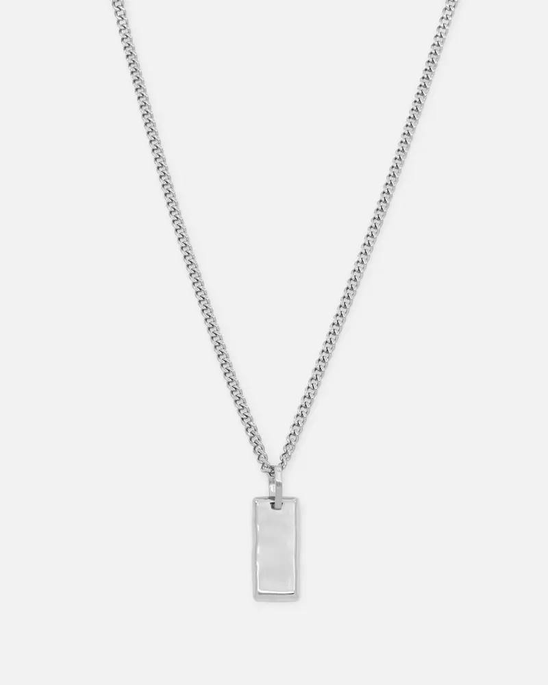 Saint Morta Carved Tag Necklace White Gold 1