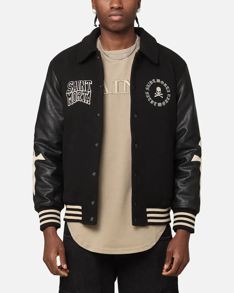 Saint Morta Ceremonies Varsity Jacket Black/Tan 1