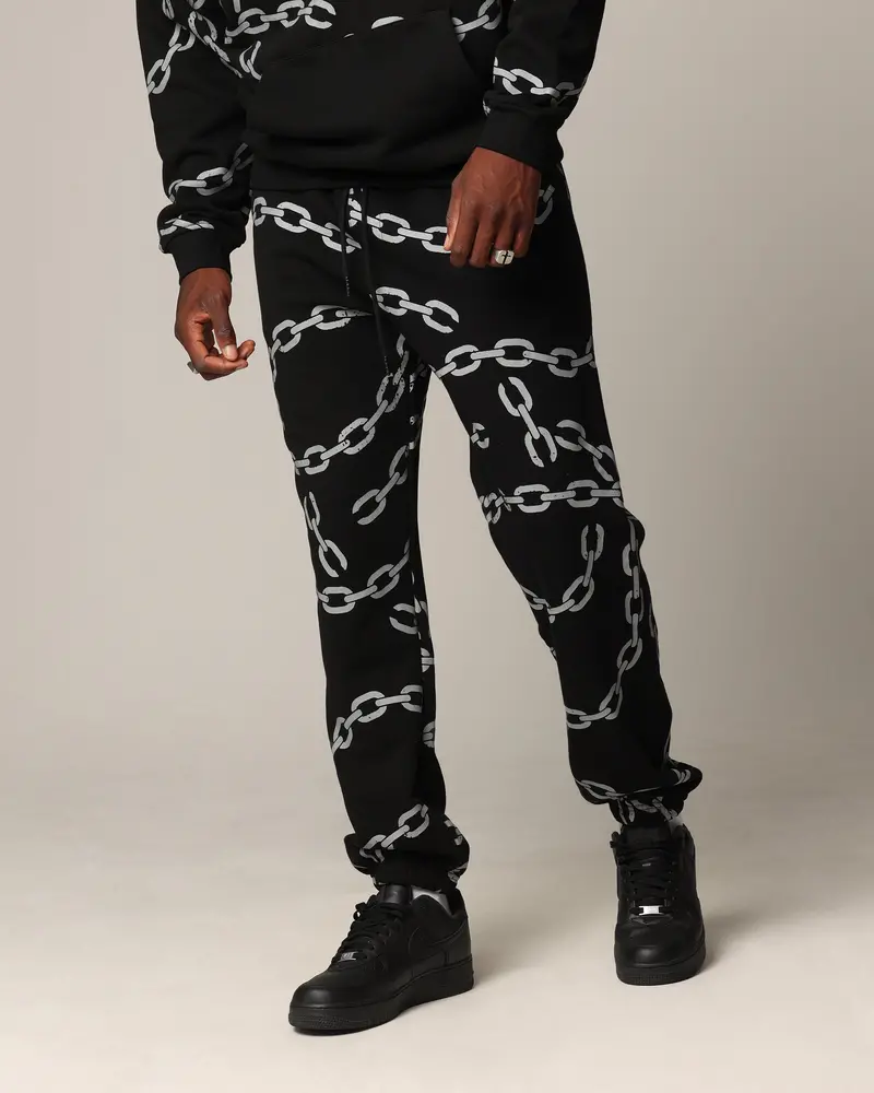 Saint Morta Chain Sweatpants Black/Black 1