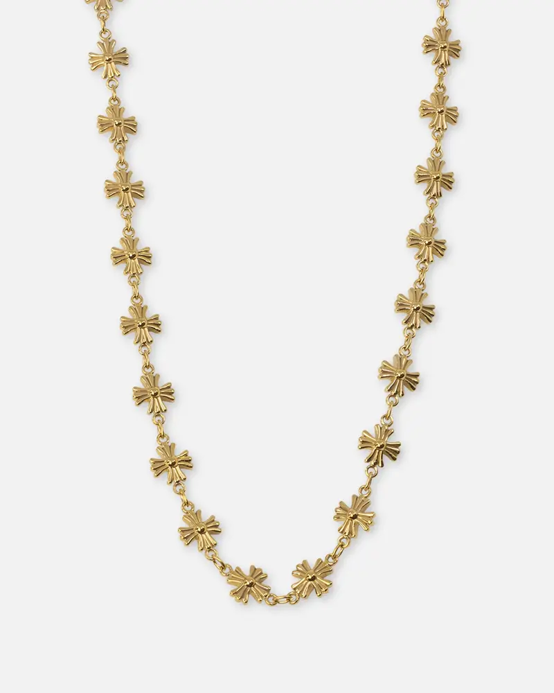 Saint Morta Chrome Cross Chain Necklace Gold 1