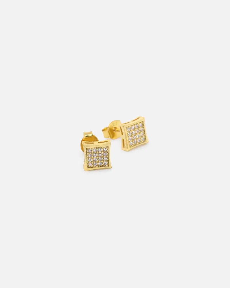 Saint Morta Concave Square Earring Iced Gold 1