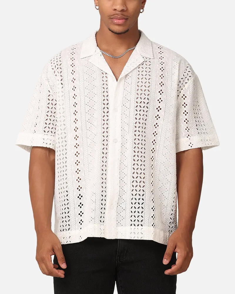 Saint Morta Crochet Button Up Shirt Off White 1